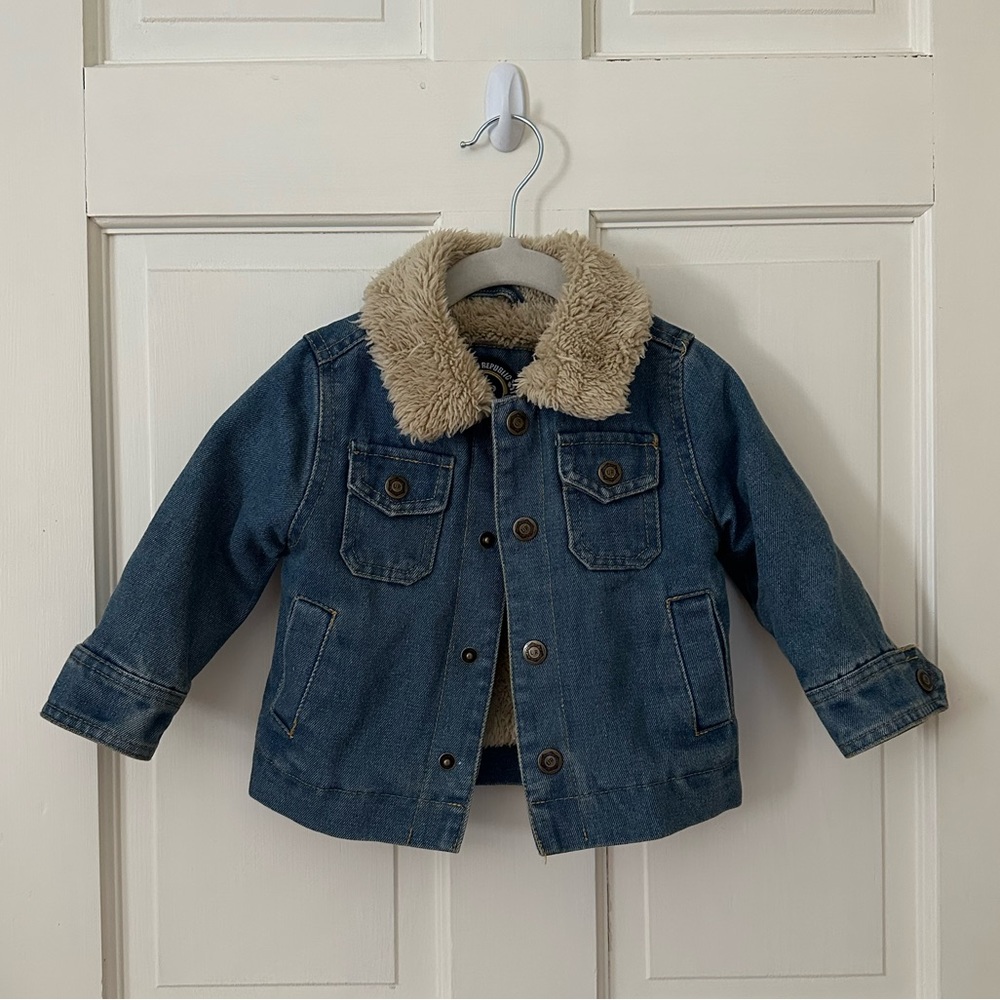 Urban Republic Denim Faux Fur Lined Barn Jacket